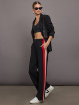 Wide Leg Track Pant in Scuba - Black