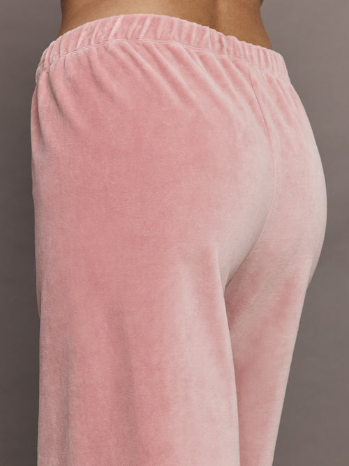 Wide Leg Pant in Velour - Blush