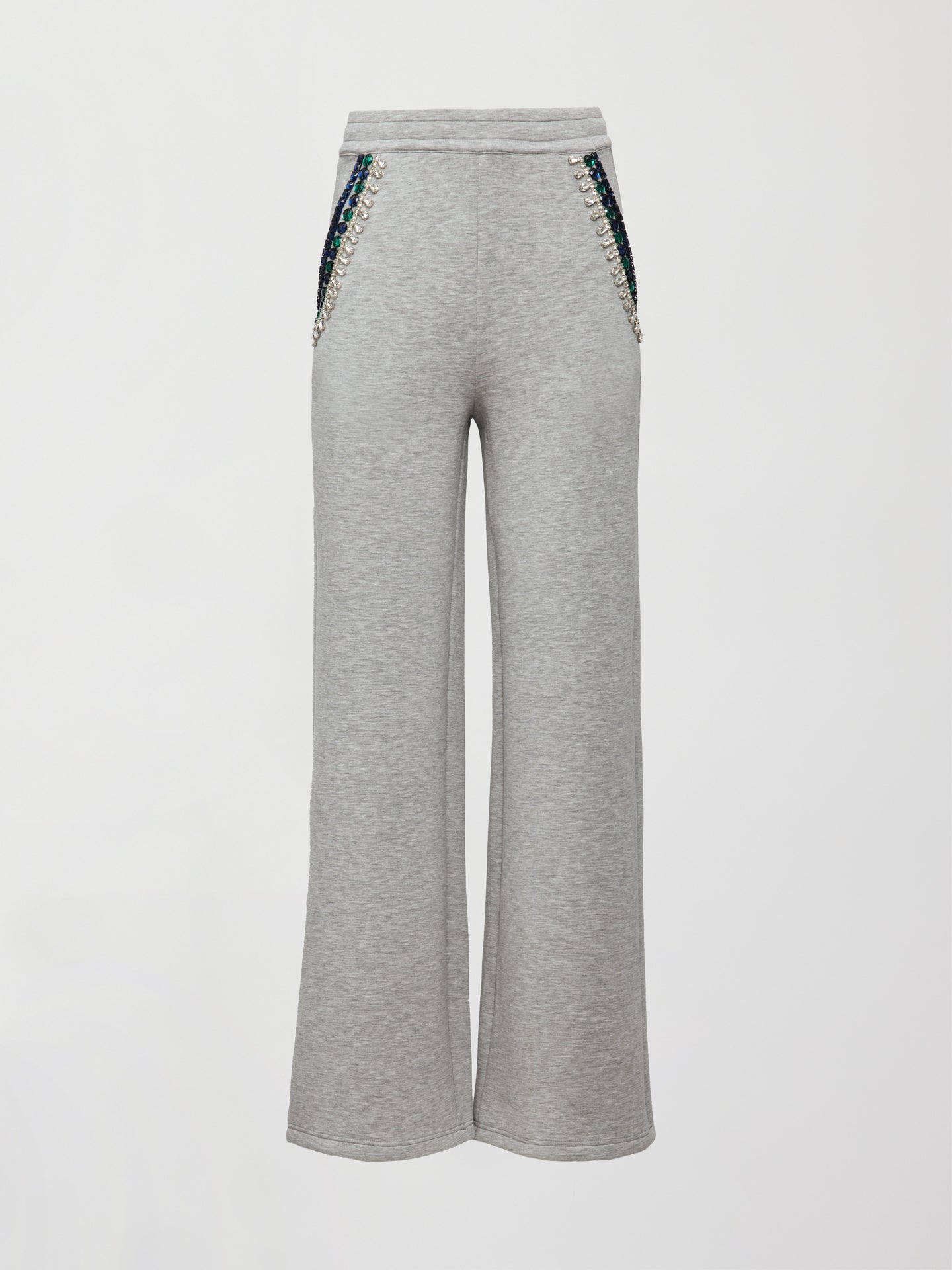 Jewel Embellished Wide Leg Pant in Scuba - Heather Grey – Carbon38