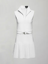 Pleated Tennis Dress in Scuba - White