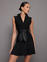 Pleated Tennis Dress - Black