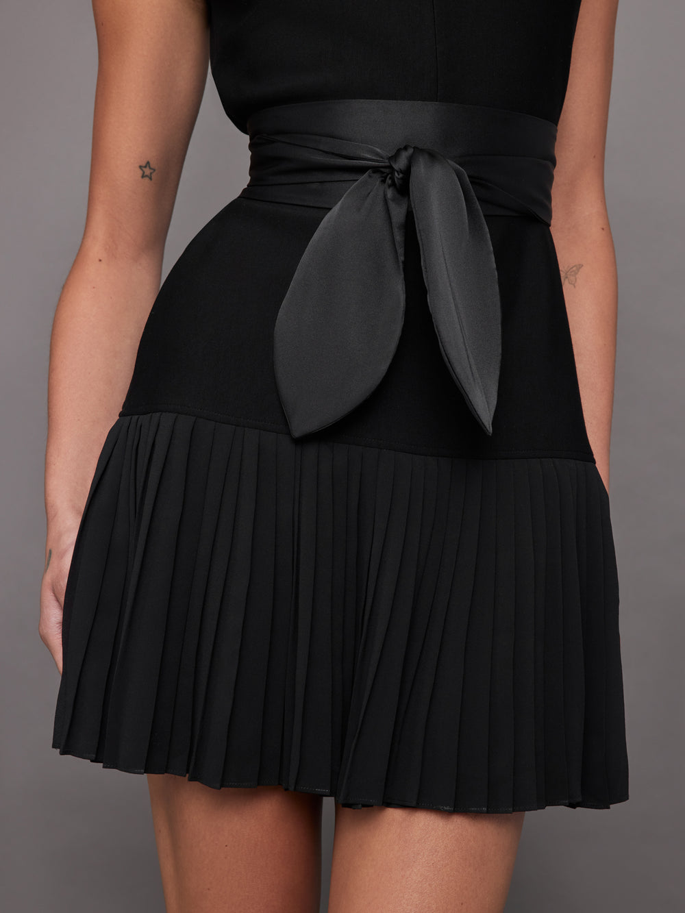 black pleated tennis dress Tipped Pleated Tennis Dress