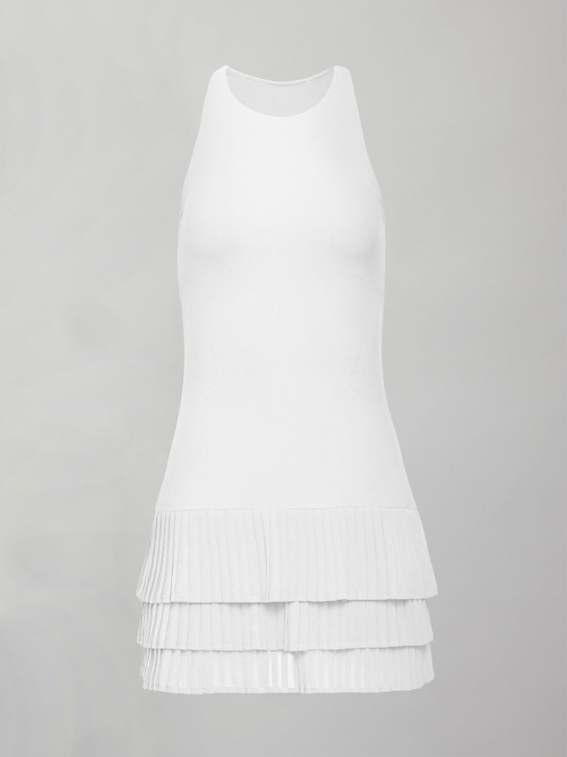 Pleated Tier Tennis Dress - White