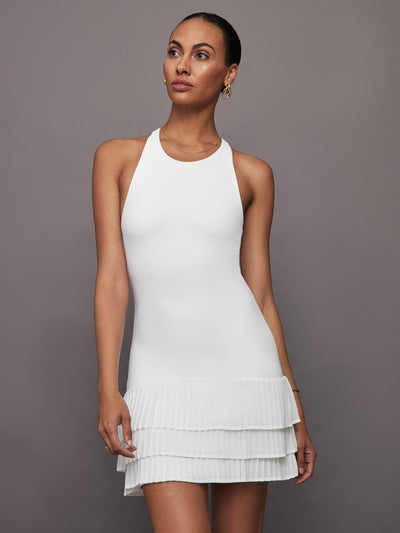 Pleated Tier Tennis Dress - White