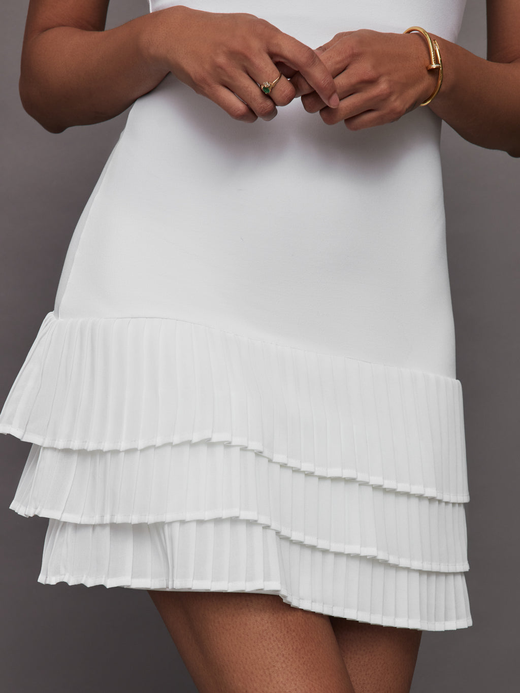 Pleated Tier Tennis Dress - White Carbon38 Pleated Tier Tennis Dress - White Carbon38