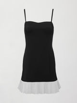 Sweetheart Pleated Tennis Dress - Black/White