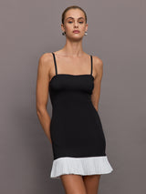 Sweetheart Pleated Tennis Dress - Black/White