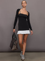 Sweetheart Pleated Tennis Dress - Black/White