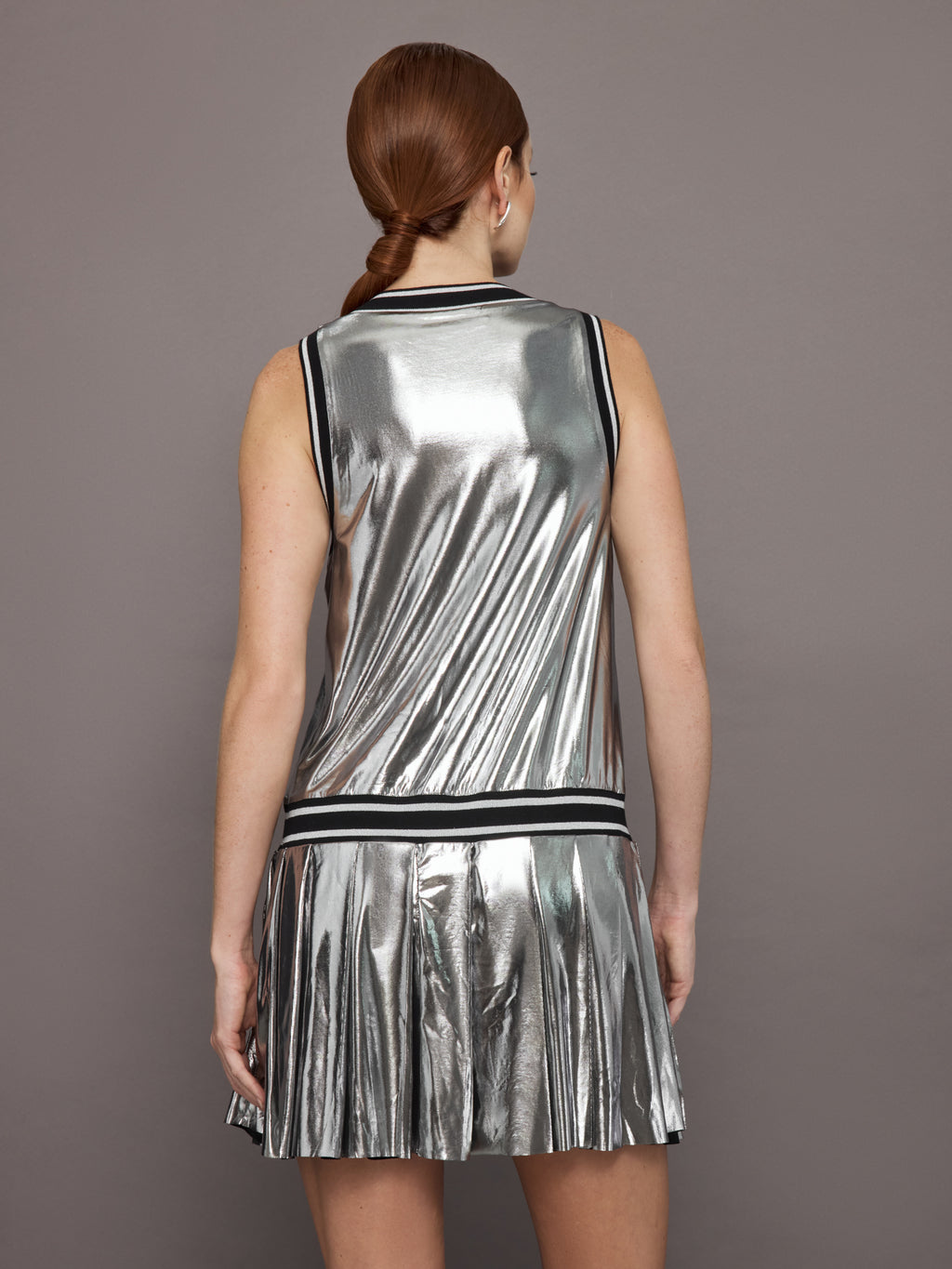 Metallic Pleated Tennis Dress