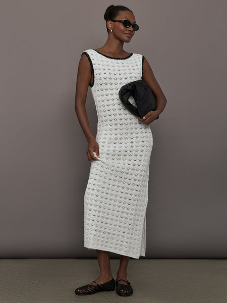 strapless open back dress Open Back Knit Crochet Dress