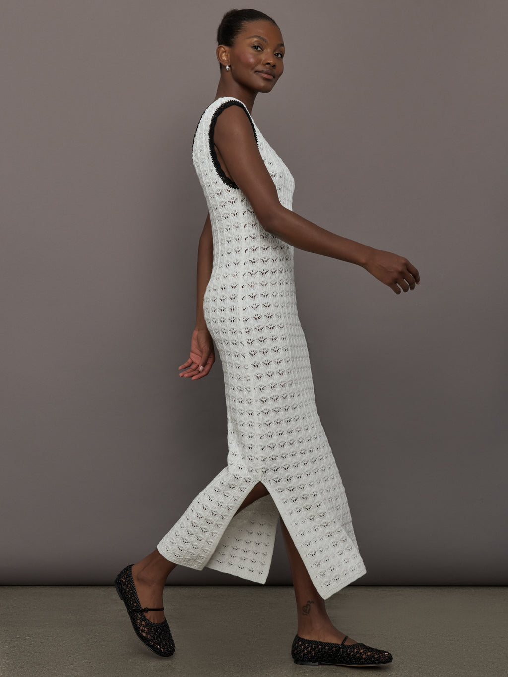 Open Back Knit Crochet Dress - Ivory Carbon38 Open Back Knit Crochet Dress - Ivory Carbon38