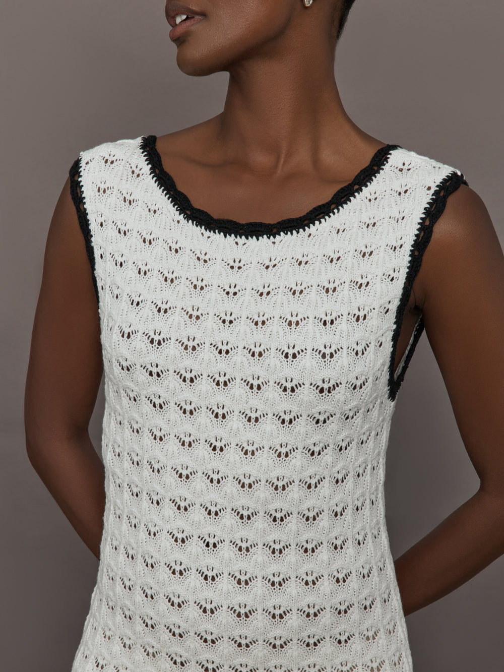 Open Back Knit Crochet Dress - Ivory Carbon38 Open Back Knit Crochet Dress - Ivory Carbon38