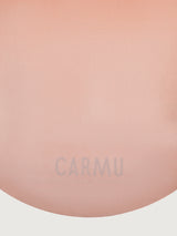 Aurora Yoga Mat in Blue Orange Gradient, close up of surface texture and logo.