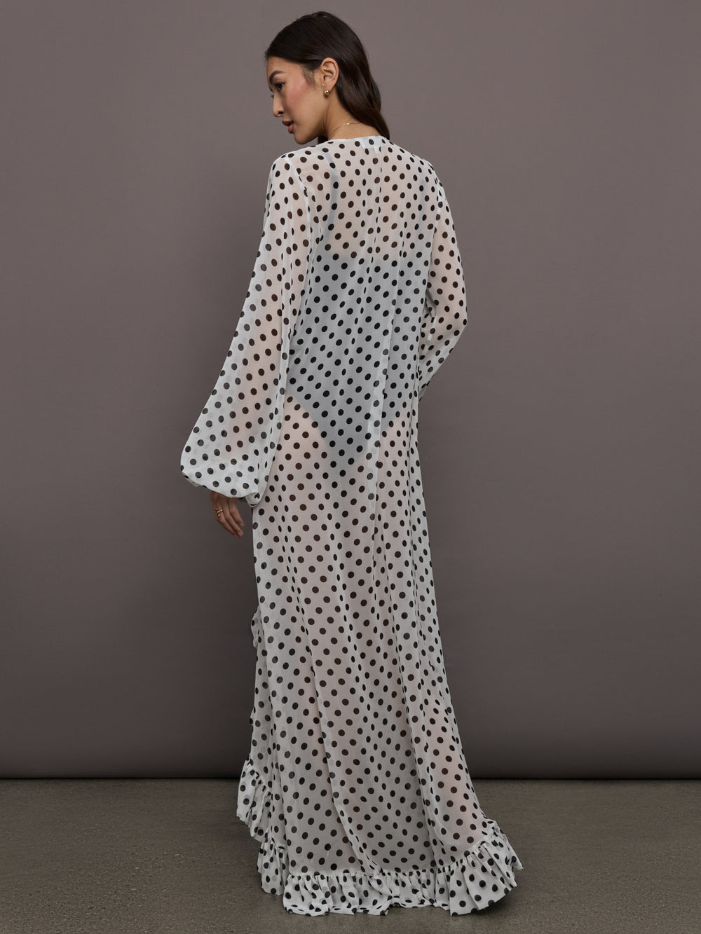 Charlotte Coverup - Ivory Black Polka Dot