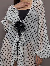 Charlotte Coverup - Ivory Black Polka Dot