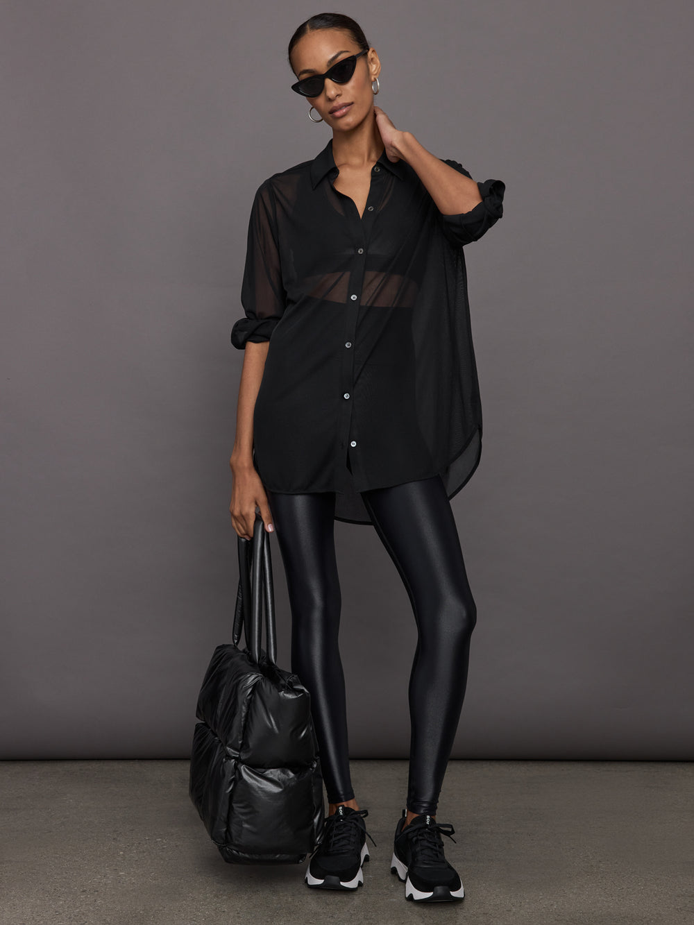 Collared High Low Tunic - Black