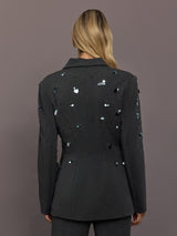 Embellished Scuba Blazer - Charcoal