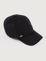 Black cashmere baseball cap.