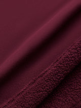 Model wearing off should sweatshirt in color fig