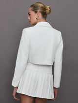 Bouclé Cropped Blazer - Cream