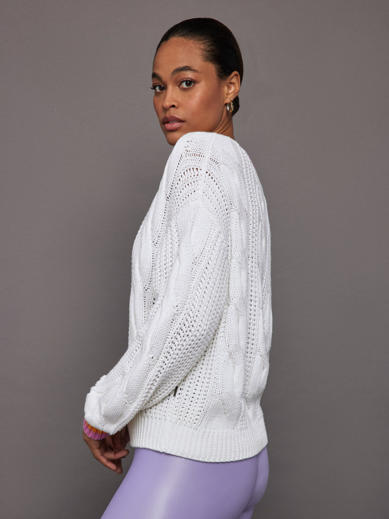 Cable Knit Sweater - White