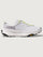 Grey/silver Hoka running shoe.