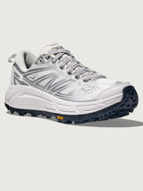 White and gray athletic shoe on a white background