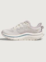 White running shoe with a visible brand logo on a white background