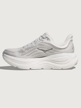 White/grey running shoe with 'Hoka' branding.