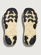 Gray running shoe with red accents with 'Hoka' logo on the side.