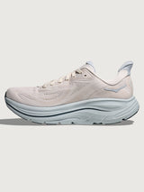 Clifton 10 Max Cushion Running Shoe in Grout/Mineral Blue, opposite side view showing jacquard knit upper.