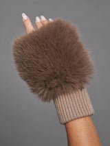 Faux Fox Knit Mittens - Palomino