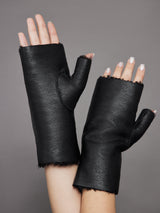 Shearling Mittens - Black