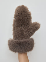 Faux Rex Rabbit Knit Mittens - Palomino