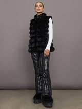 Plush Faux Fur Reversible Vest - Black