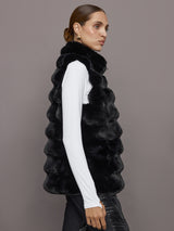 Plush Faux Fur Reversible Vest - Black