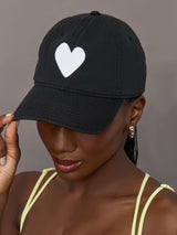 Baseball Hat Heart Patch - Black/White