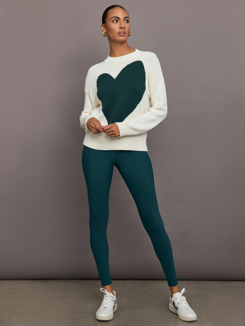 Benton Sweater Imperfect Heart - Off White / Emerald