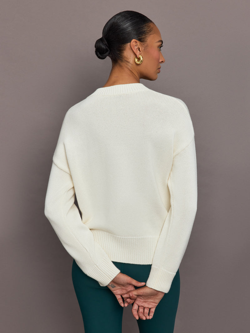 Benton Sweater Imperfect Heart - Off White / Emerald