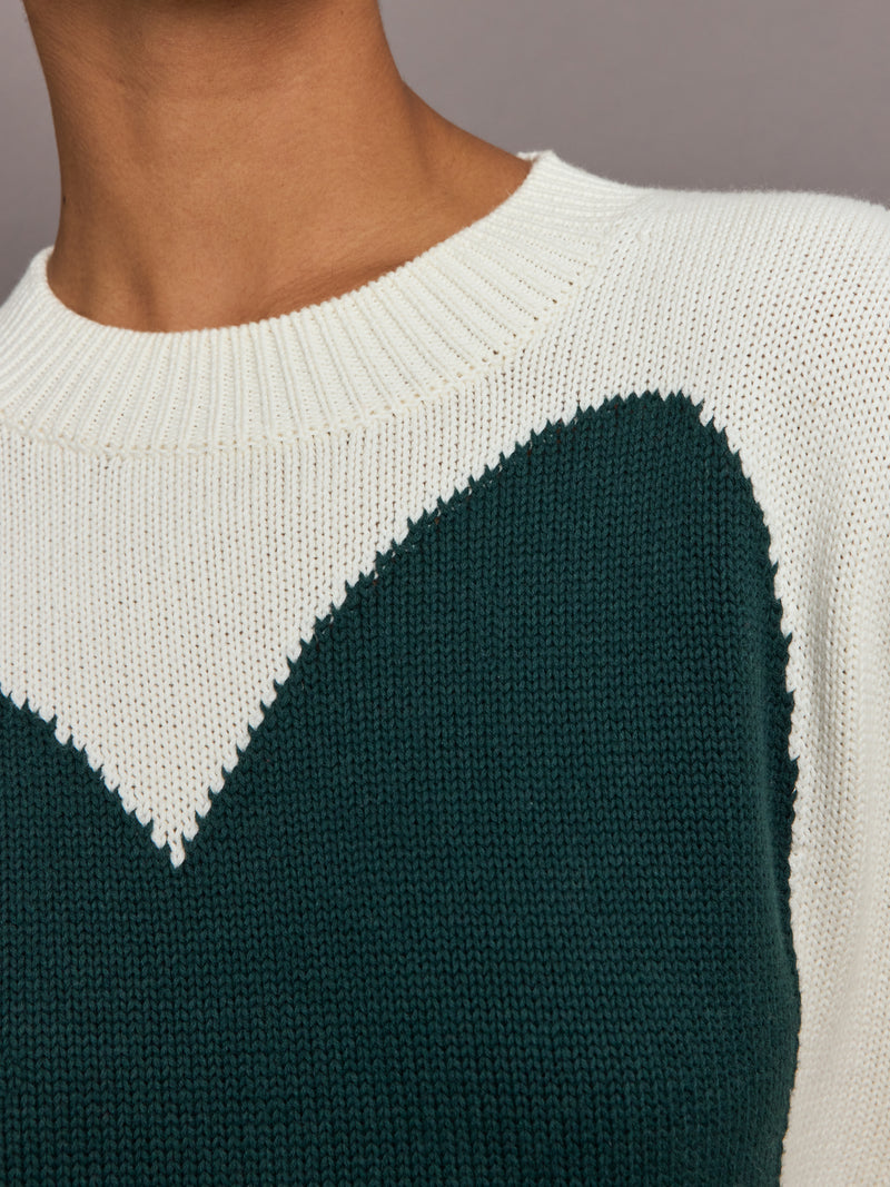 Benton Sweater Imperfect Heart - Off White / Emerald