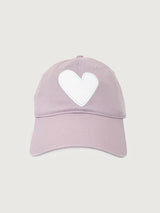 Lavender cap with a white heart design.