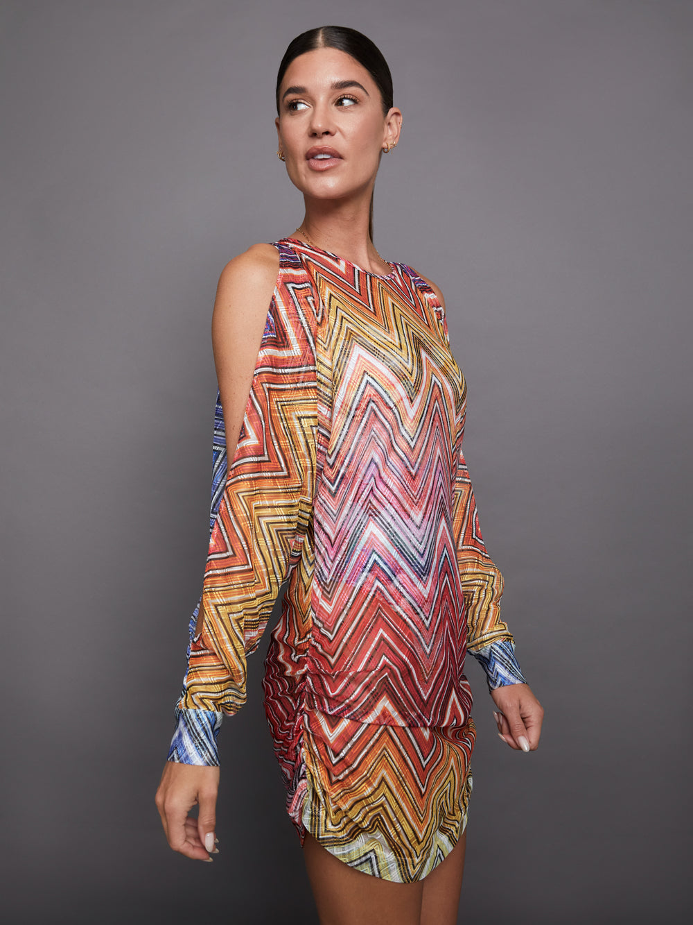 short chevron dress IBKUL Periwinkle Robin Chevron UPF50+ Short Sleeve Dress - Periwinkle Multicolor