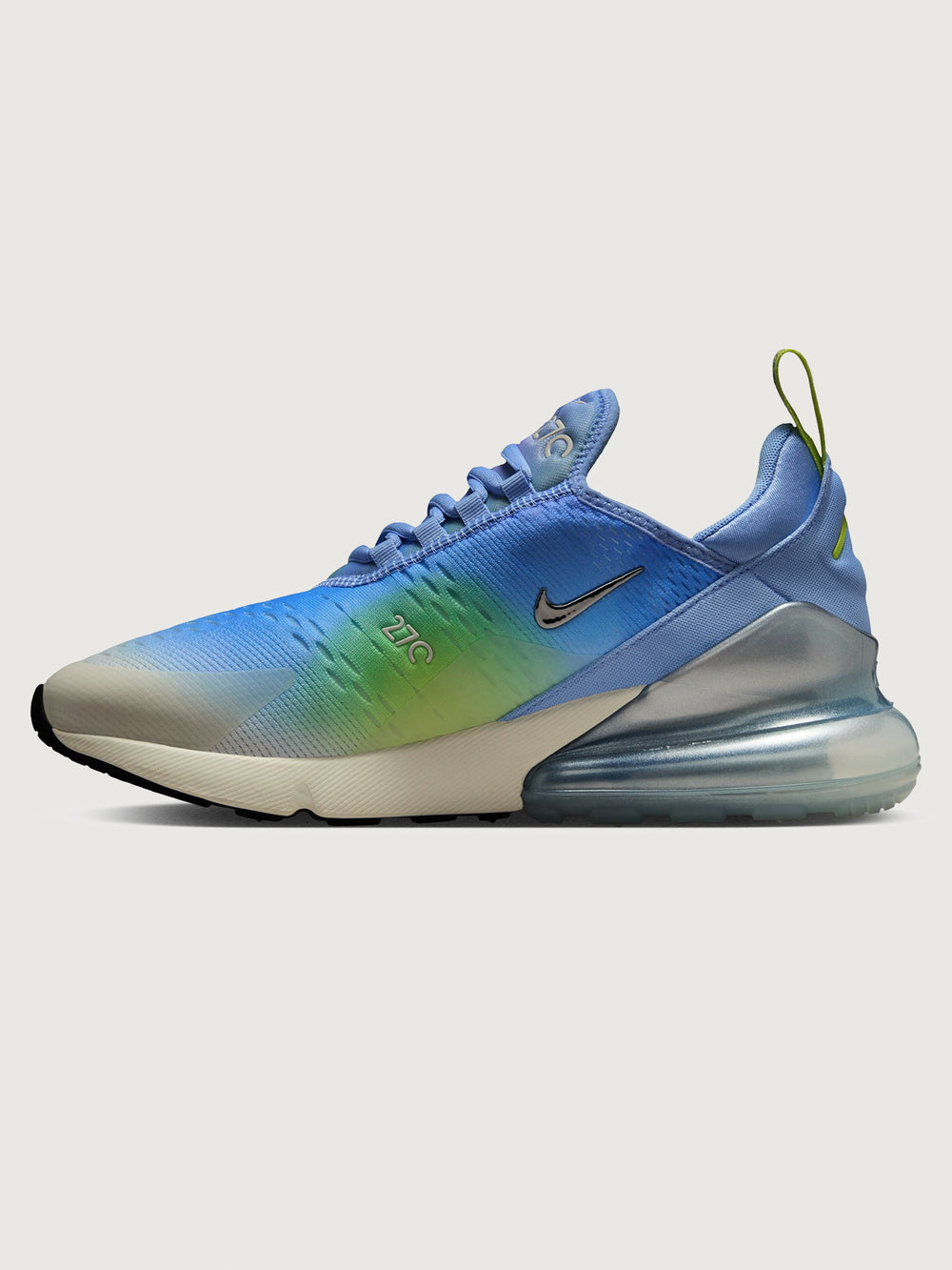 Multicolored sneaker with gradient design on a white background
