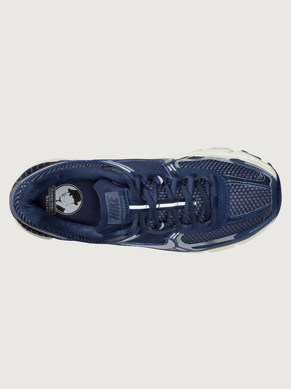 Nike Zoom Vomero 5 MET in Midnight Navy and Sail, top view.