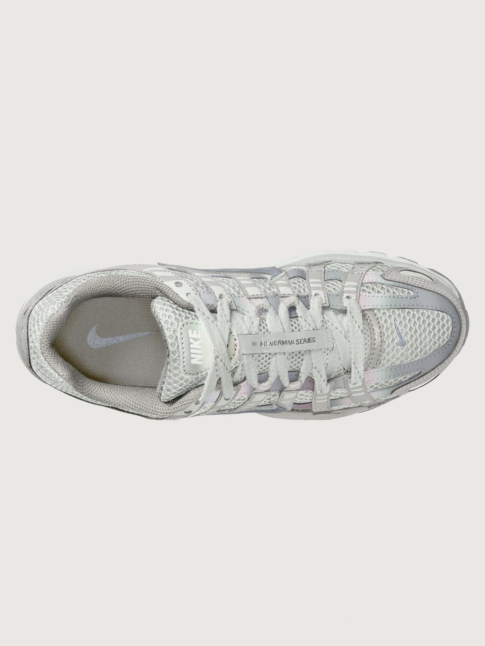 Nike P-6000 SE in Summit White and Wolf Grey, top-down single shoe view.