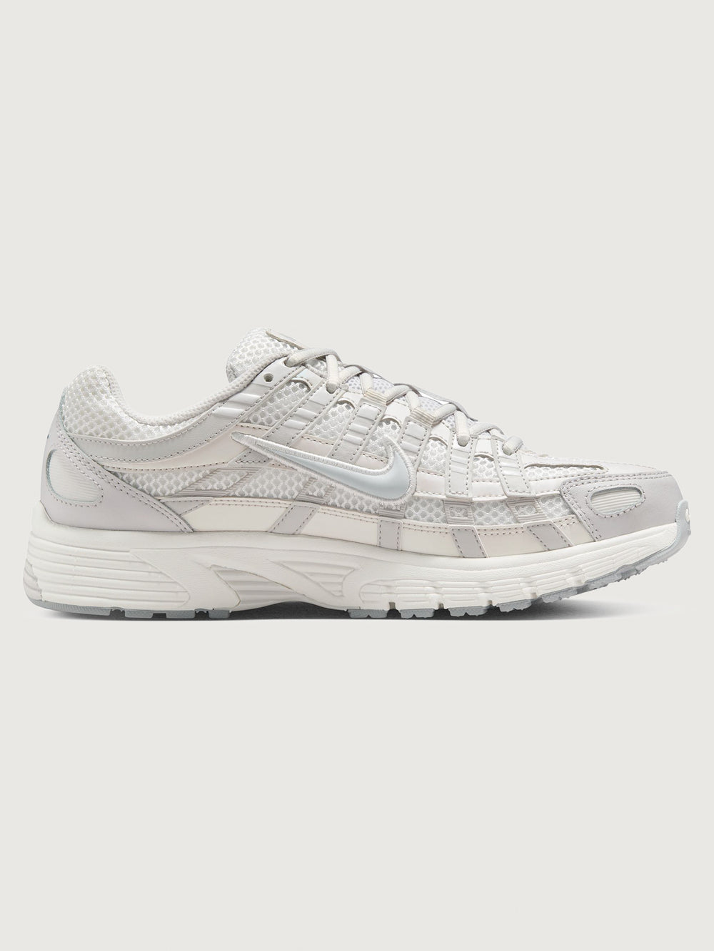 Nike P-6000 SE in Summit White and Wolf Grey, lateral side view.