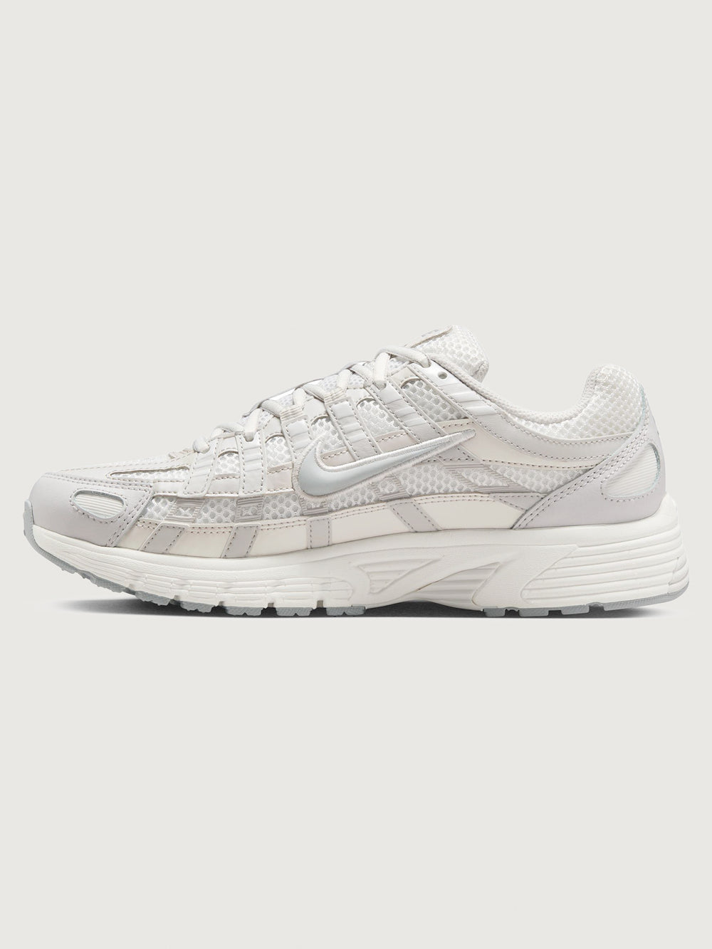 Nike P-6000 SE in Summit White and Wolf Grey, full side view.
