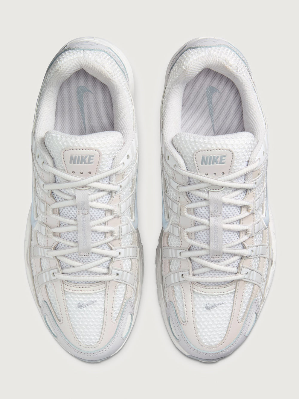 Nike P-6000 SE in Summit White and Wolf Grey, top-down pair view.