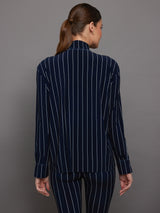 NK Shirt W/ Collar Stand - True Navy Pinstripe