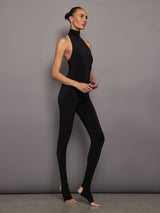 HALTER TURTLE CATSUIT WITH FOOTIE - BLACK